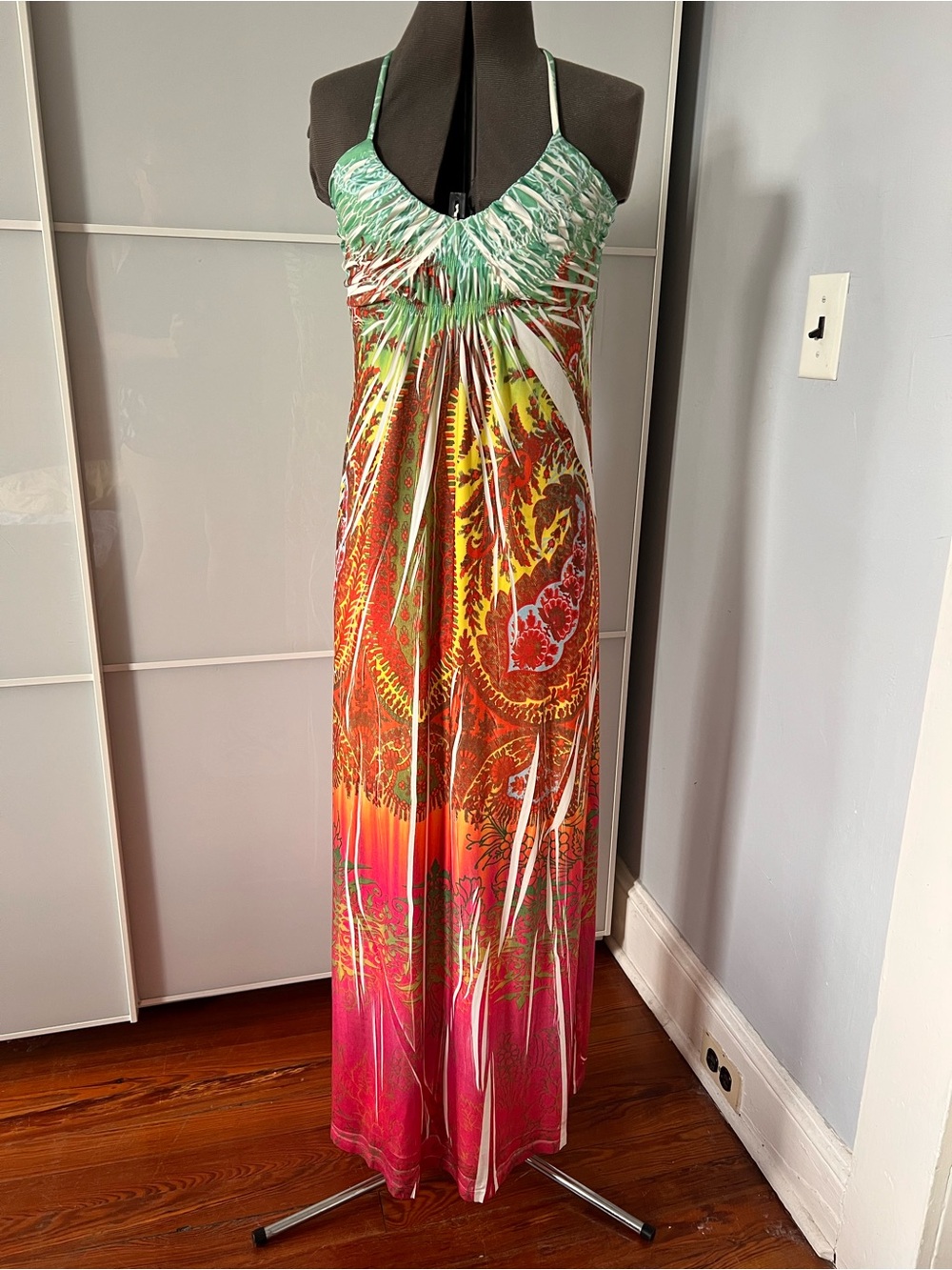 Justice Green and Pink Paisley Print Maxi Dress